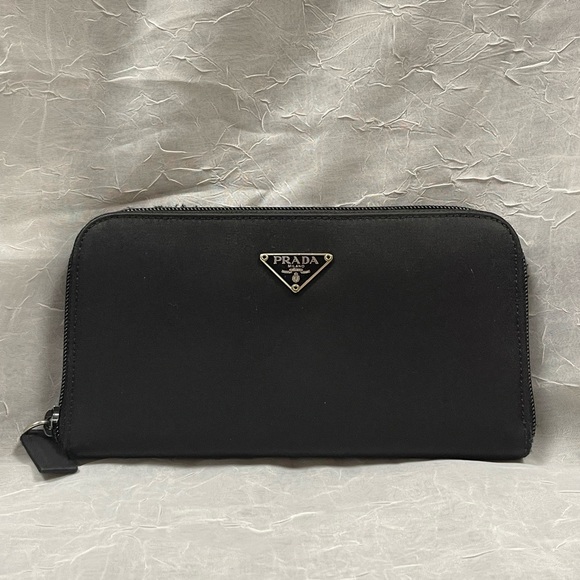 Prada nylon and leather long zipper wallet - Picture 1 of 11